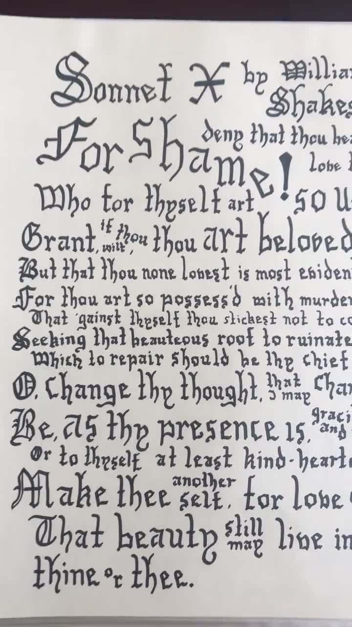 Sonnet X by William Shakespeare//handwritten in Medieval