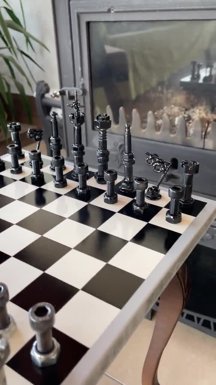 Unique Chess Set Pieces From Engine Parts / Real Car Engine 