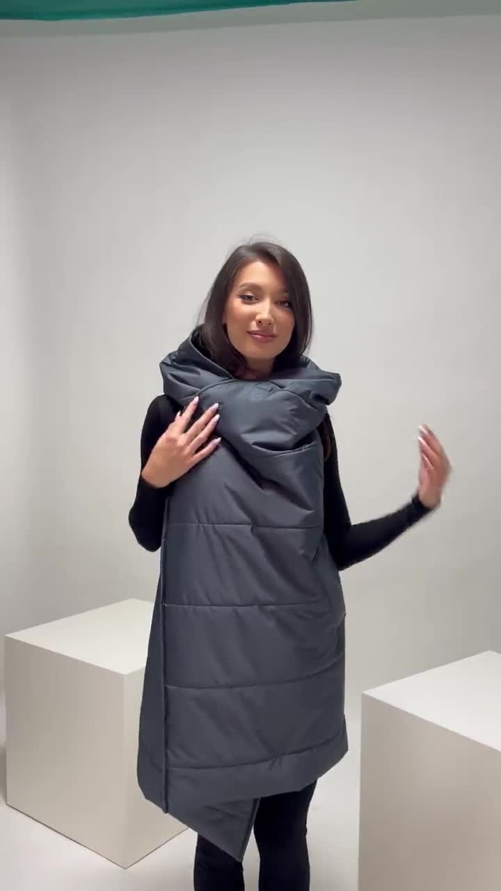 Sleeveless Cyberpunk Jacket, Puffer Winter Vest, Puff