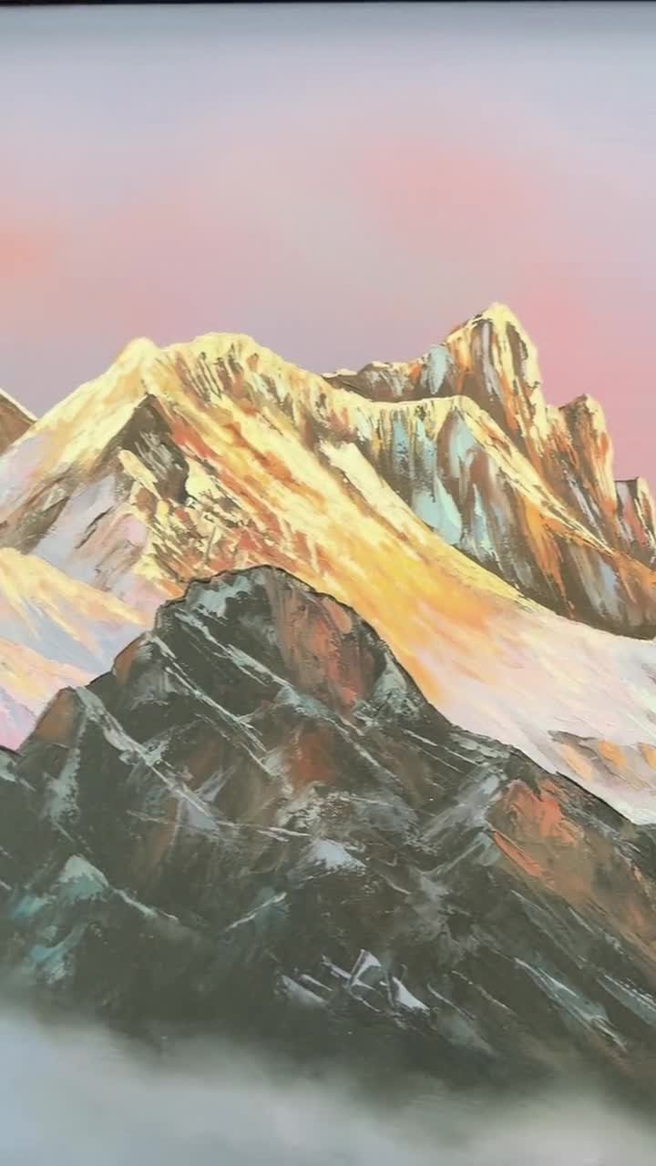 Mt. Everest Acrylic Painting, Abstract Art of Mountain, Best for