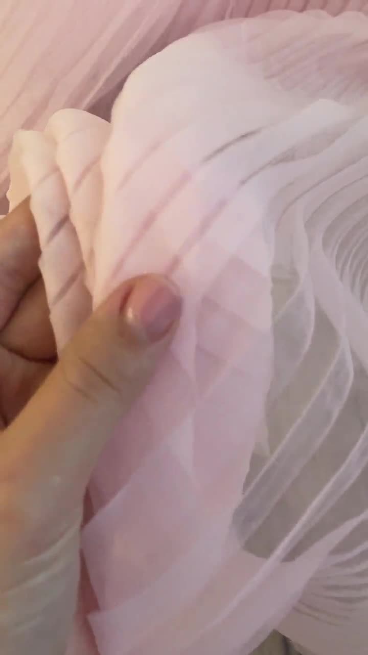 Handmade Baby Pink regular Pleated Tulle Fabric by the Yard, Pleated Tulle Mesh  Fabric for Sewing DIY Wholesale 3m Width 