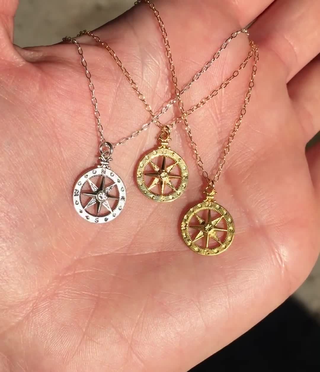 Collana Elli Con Bussola In Argento 925: Gioiello Travel Trend, Lunghezza 45 Cm, Per Viaggiatori