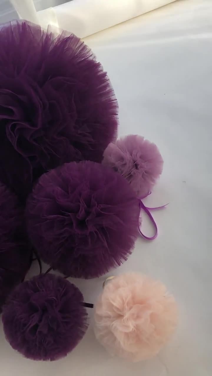 Tissue Pompons, 20+24+30 cm, Purple, 3 pc