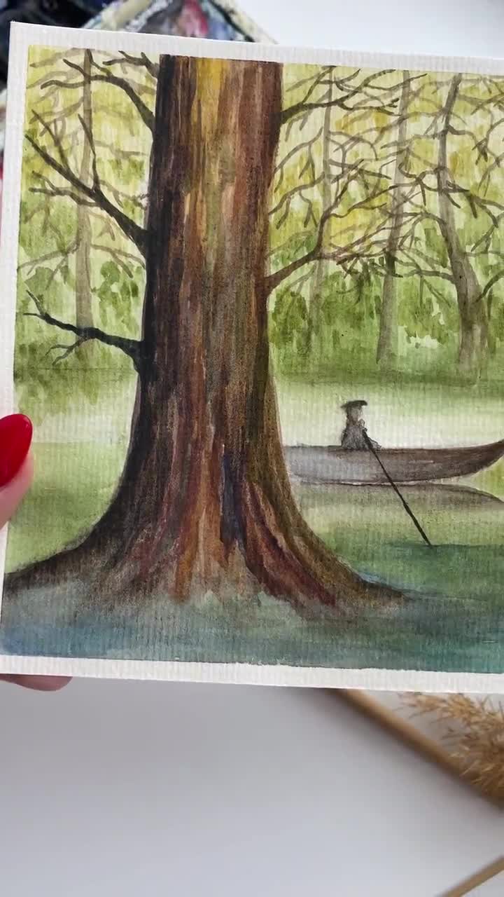 Tableau signé paysage de style impressionniste du 19ème siècle