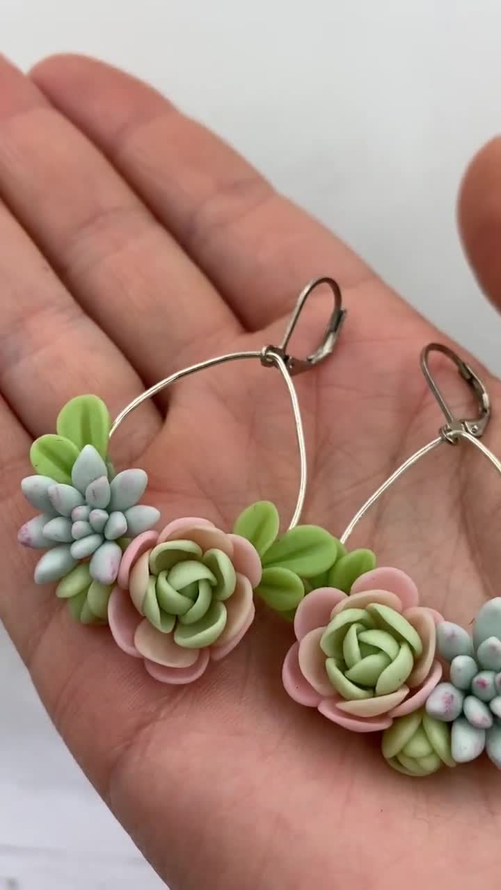 Delicate Succulent Earrings ~ {Color: Berry Mauve} — Colourful Blossom