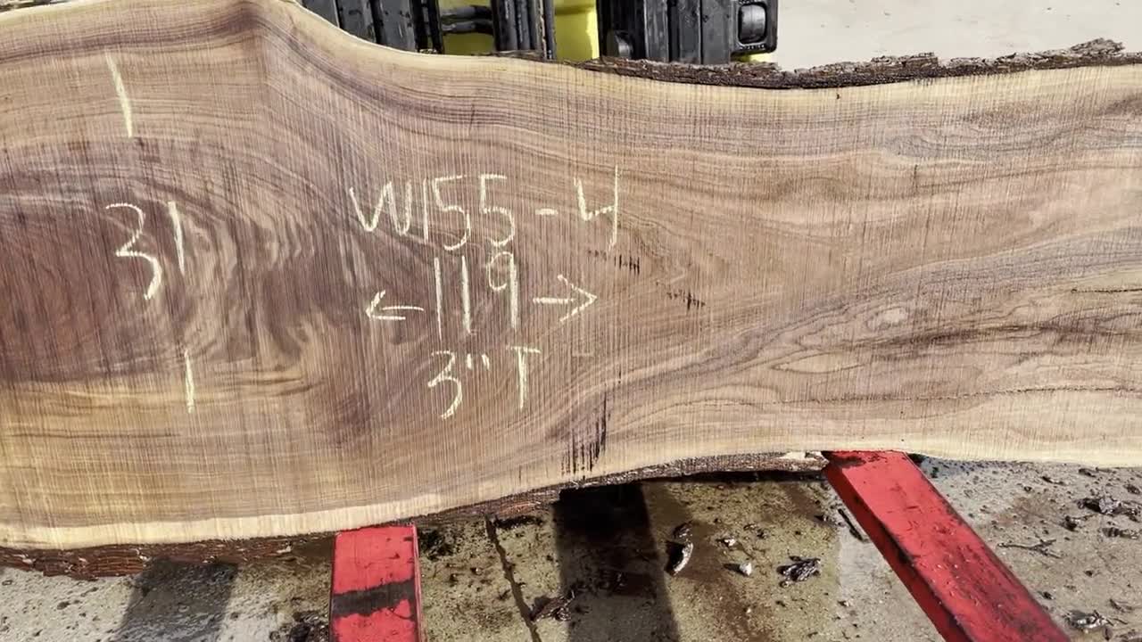 Losa de nogal negro de 119" x 26-31" x 3" video poster