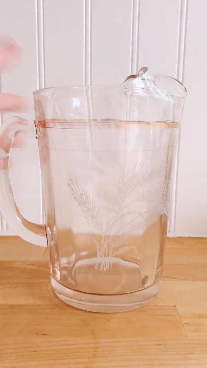 Vintage 1/2 Gallon Glass Pitcher With Wheat Design **OKLAHOMA