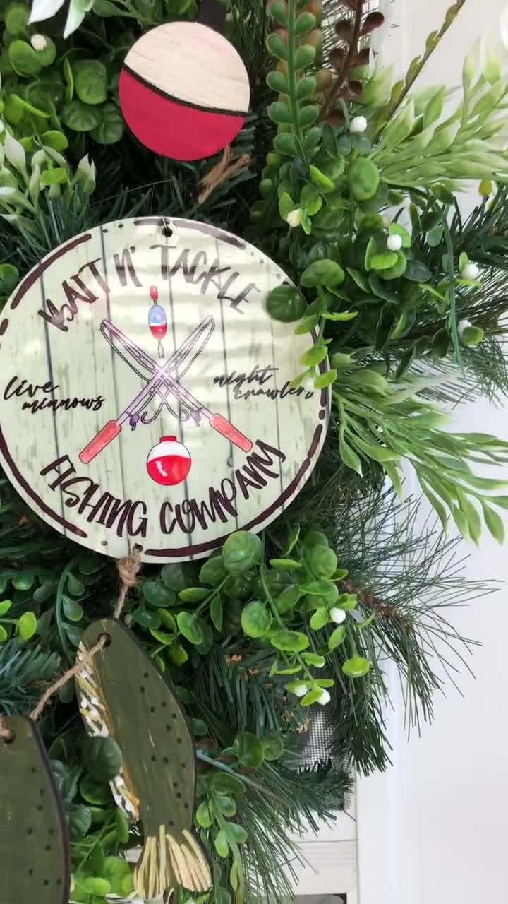 Gone fishing sign wreath sign wreath attachment wreath supplies craft  supplies metal sign wreath