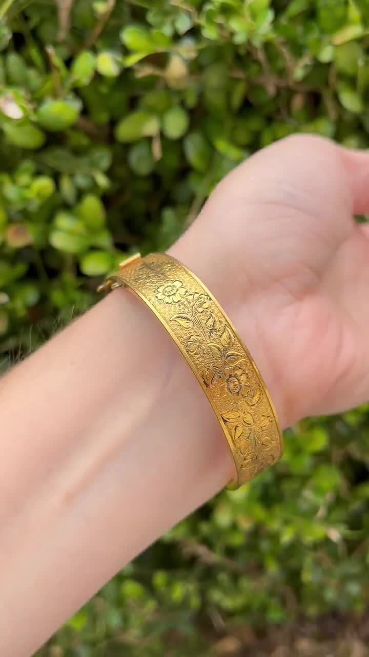 Vintage Gold Filled Hinged Bangle Bracelet with Flower Design, Antique  Jewelry, Antique Bracelet Signed P&H 10k Gold Filled