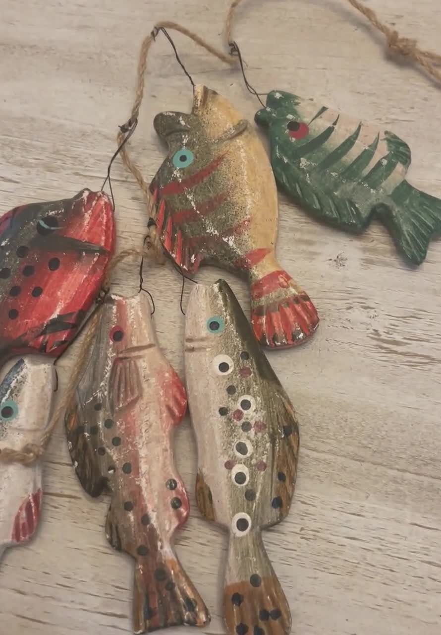6 Wood Fish on a String Wall Decor-decoration 