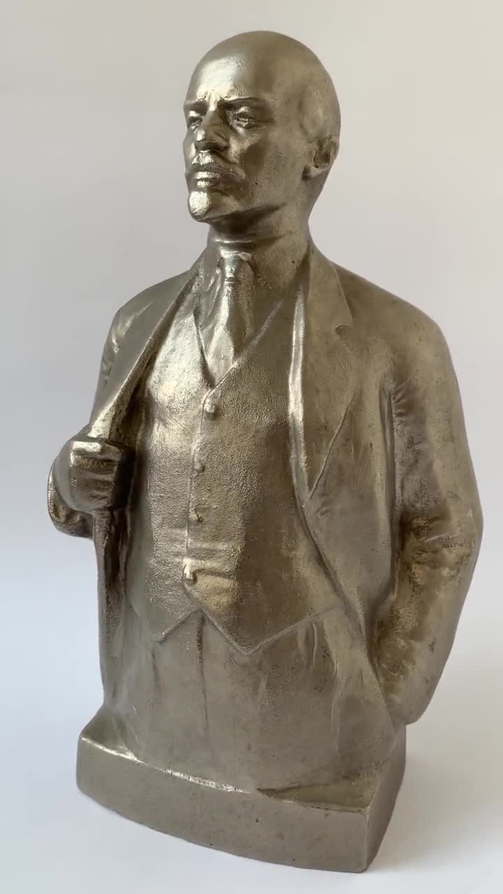 Lenin Büste 22,9 Cm – Sowjetische Sammlerfigur Aus Bronze-Finish Gips