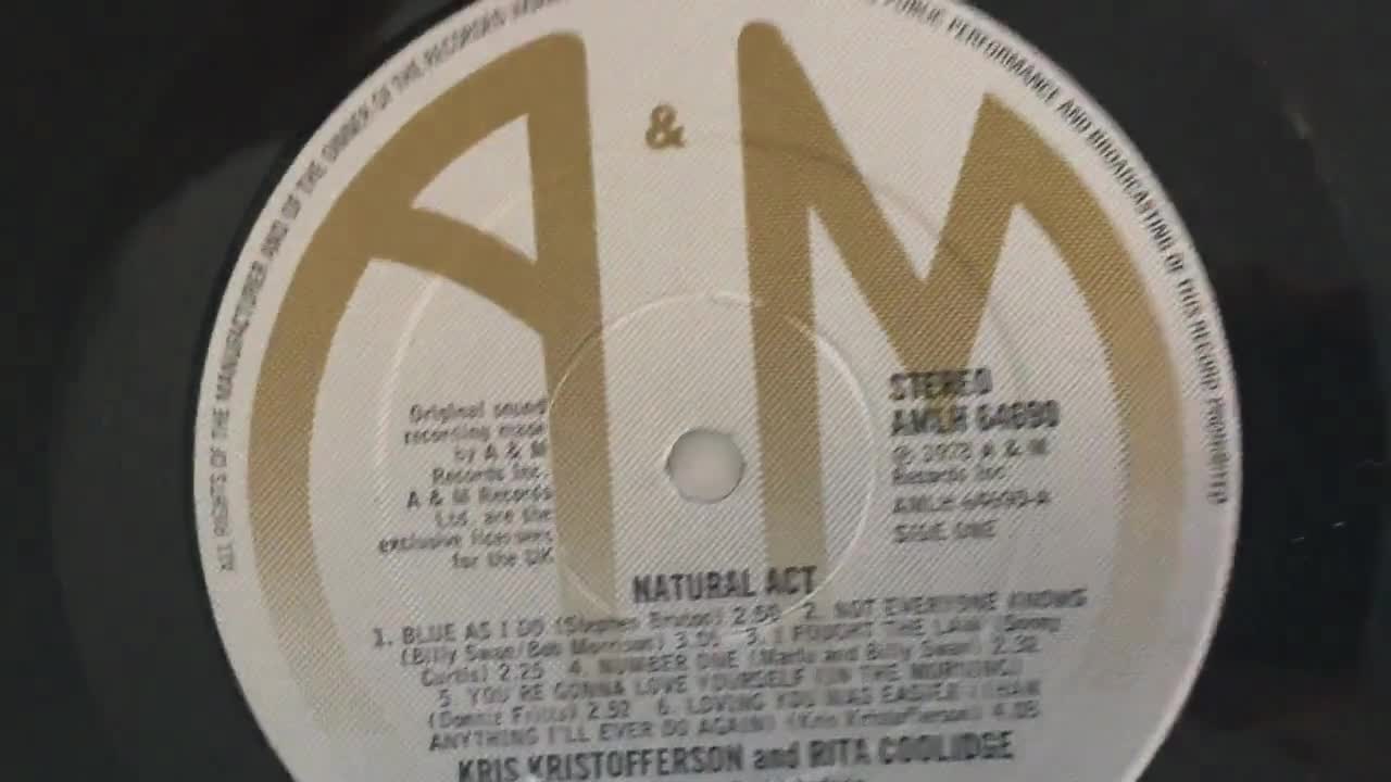 Kris Kristofferson and Rita Coolidge - Natural Act LP Vinyl Record Album,  A&M Records - AMLH 64690, 1978, Original Pressing England