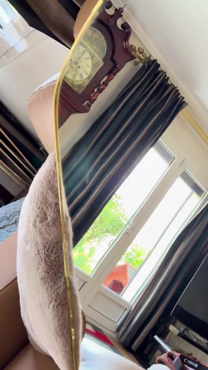 1950'S Mid Century Italian Asymmetrical Brass Wall Mirror In Gio Ponti Style video poster