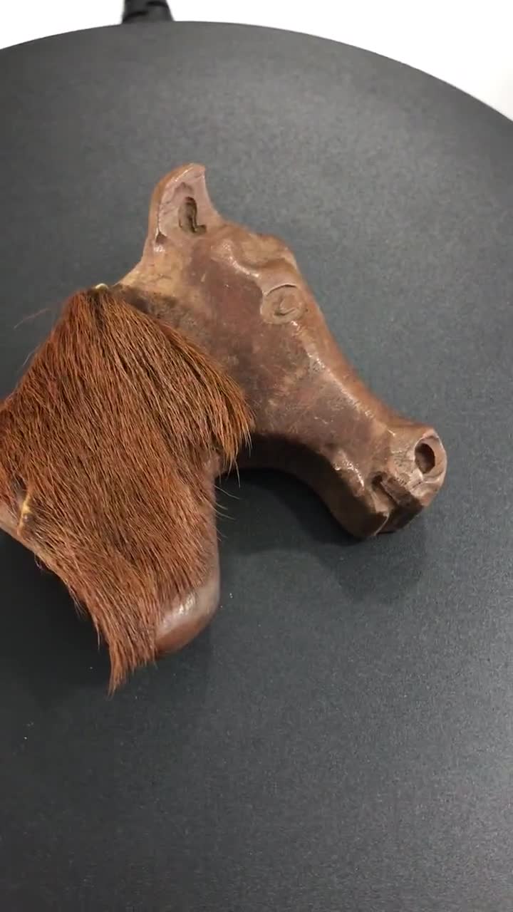 1940s Carved Equestrian Horse Head Folk Art Brooch