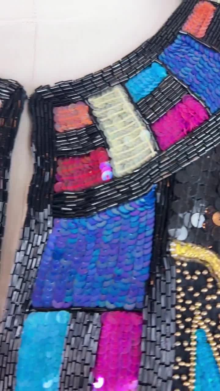Sz M//Judith Ann クロップド ブラック シマー スパンコール
