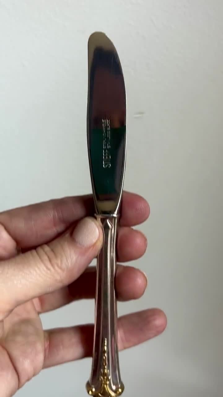 Vintage S Kirk & Son Sterling Silver Bread Knife | Gold Accent - Etsy