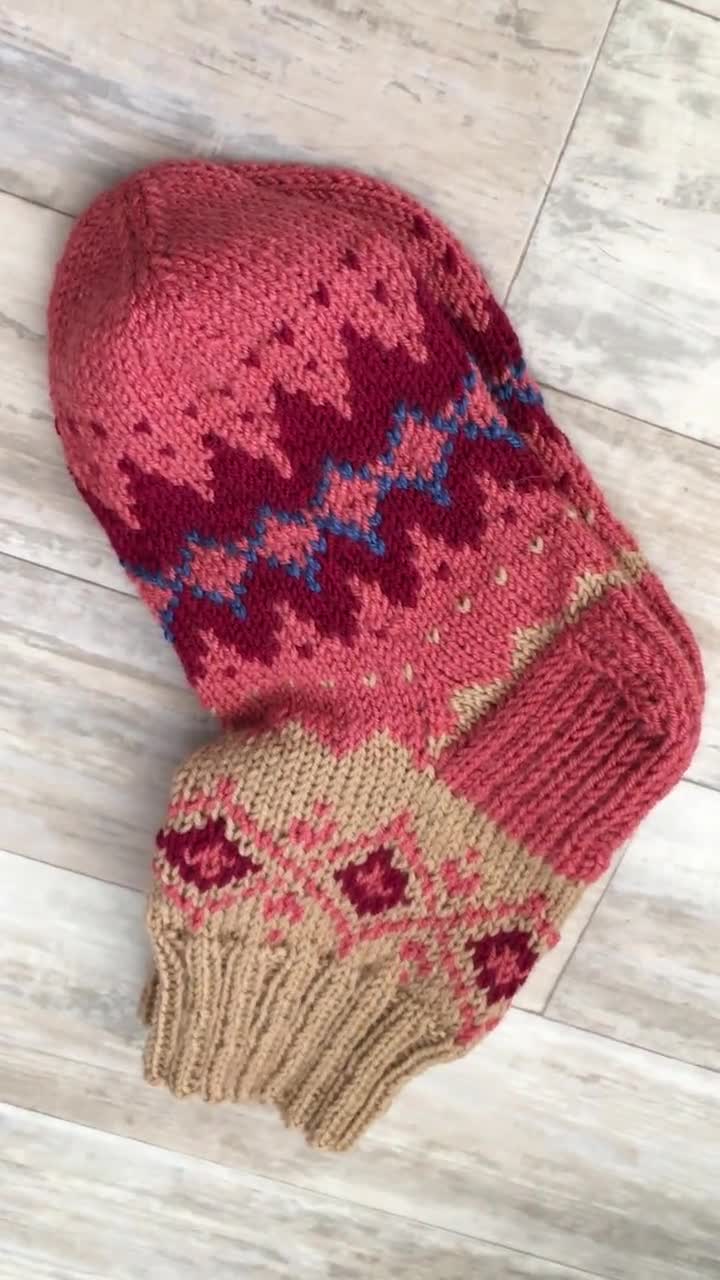 Fair Isle Socks Handmade Knit Socks Hand Knitted Wool Socks 