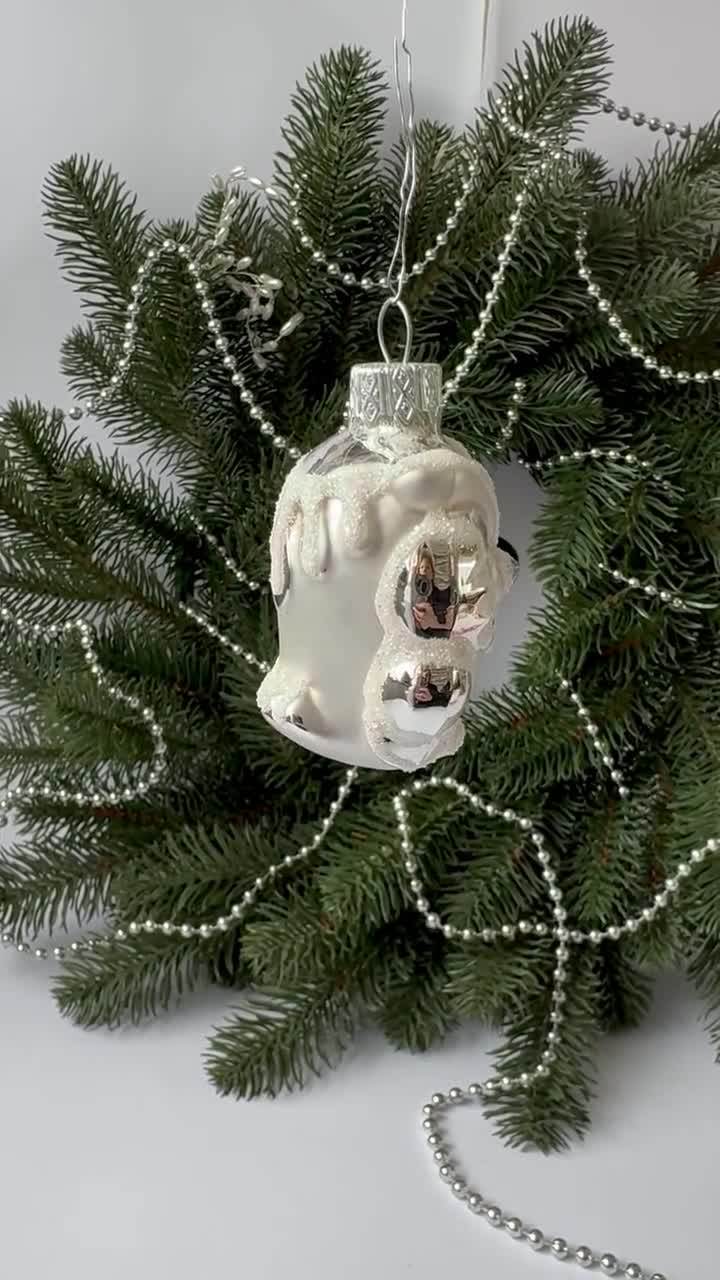 Ornamento Natalizio Gufo Bianco Con Piume - Decorazione Invernale Per Albero E Casa - Altezza 12,7 Cm - 2