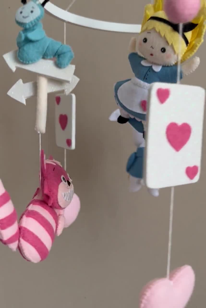 Baby girl crib mobile Alice in wonderland nursery decor - Inspire Uplift