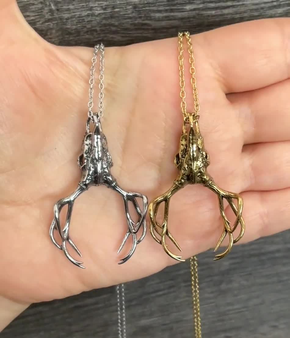 鹿の頭蓋骨と角のネックレス、鹿のネックレス、角のネックレス