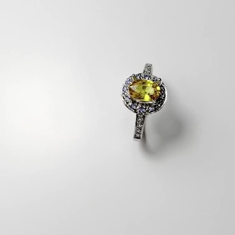 Anello In Argento 925 Con Zaffiro Giallo Naturale Placcato Oro 18K – Fatto A Mano, Regalo Di Fidanzamento