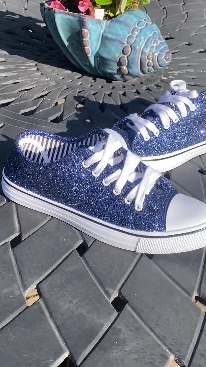 Light Blue Glitter Sneakers for Bride, Wedding, Birthday, Special