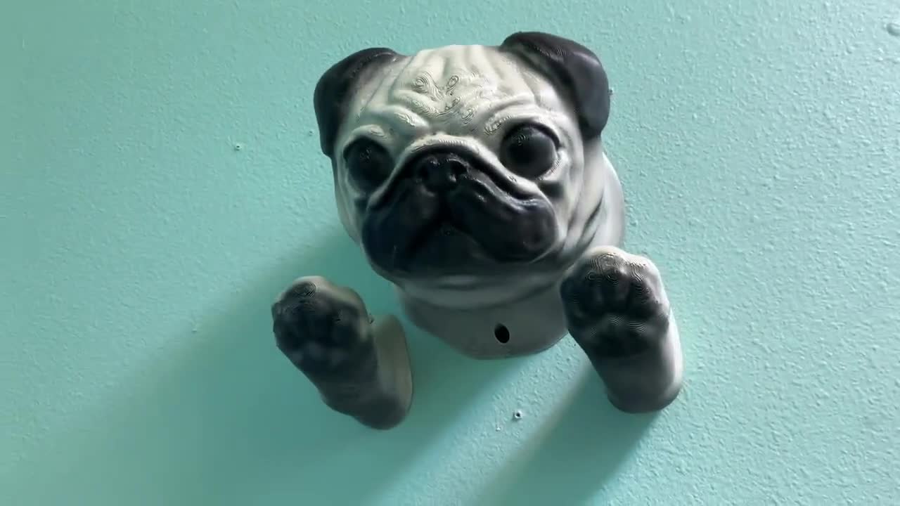 フルカラーのパグ柄ヘッドホンウォールラック！イングリッシュ