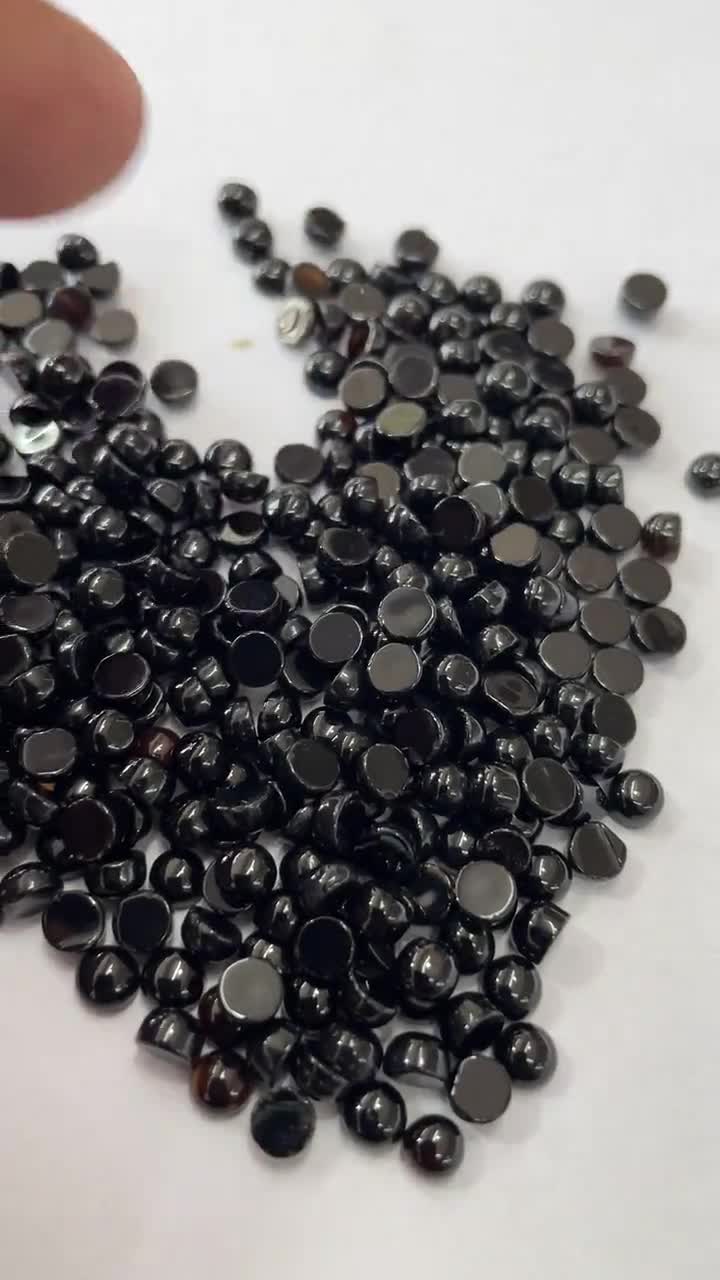 天然ブラックオニキス 5mm ラウンドカボション - AAA品質のブラック