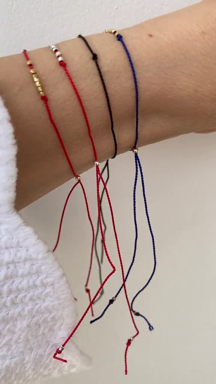 Silk cord bracelet. Natural silk bracelet. Red string silk