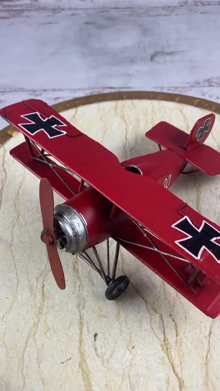 Vintage Red German Airplane Model: Metal Home Decor - Etsy