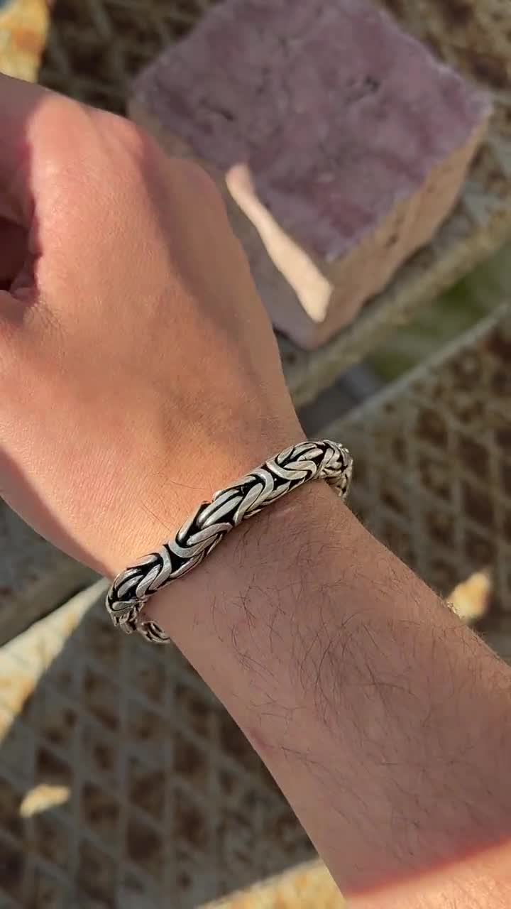 Solid Silver Bali Byzantine Bracelet, 8mm Byzantine Bracelet