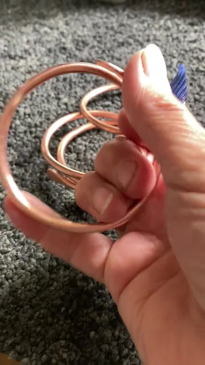 Copper Textured Bangle Bracelet. One Open Ended Single Bangle. Adjustable Thick Wire Bracelet. C Bangle. ruddlecottage Made in USA. Xoxo