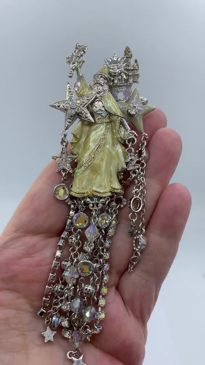 Kirks Folly 2000 Silver-tone Rhinestone & Enamel Wizard Stars Sun