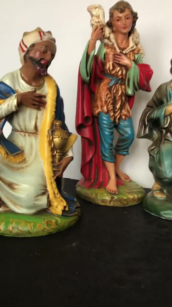 Mexican Brass Figurines. Vintage. Christmas, Holiday, Home Decor. Him Her, Nativity, Mary Joseph, hot Wisman Angel. Ornate Robes. Chavez. Pair.