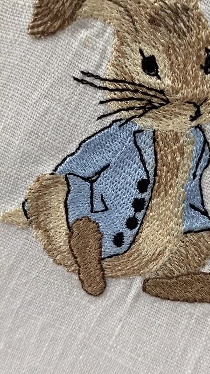 ◆THE MUSEUM VISITOR◆ RABBIT EMBROIDERY STRIPE CARPENTER PA Rabbit Machine Embroidery Design Size H3.84