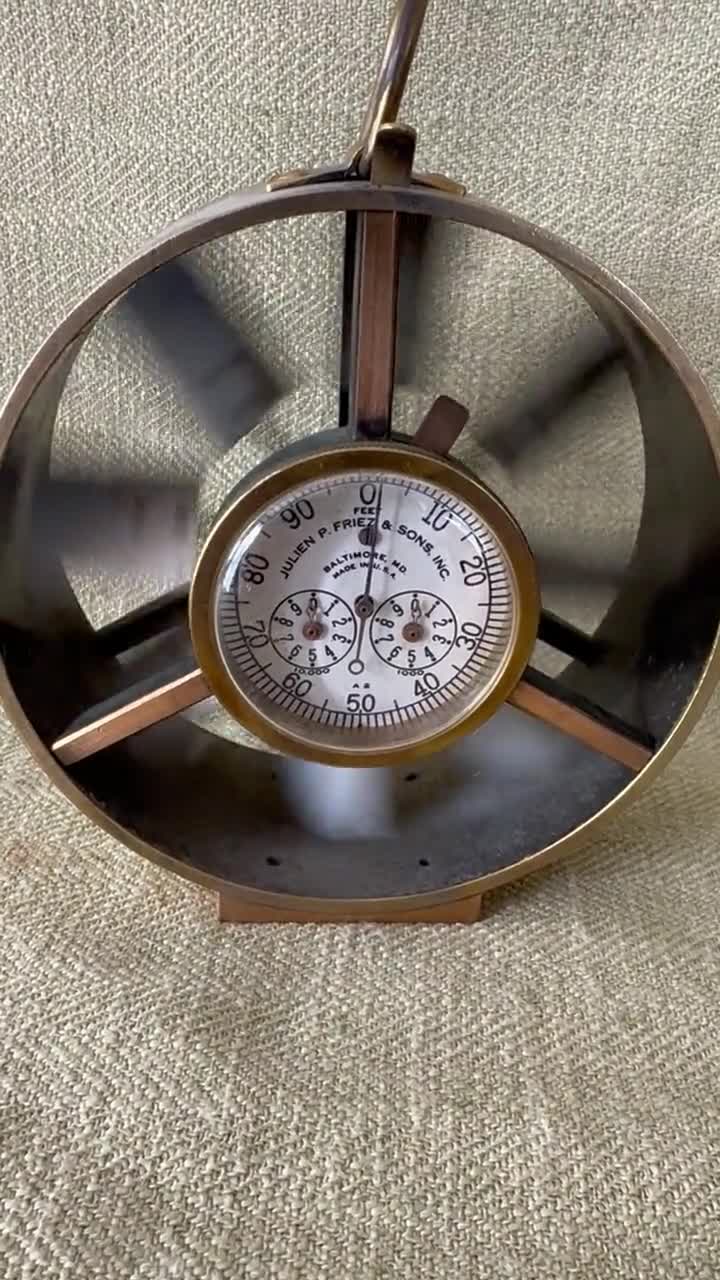 Antique Frieze Anemometer, Measure Wind Speeds, With Leather Case