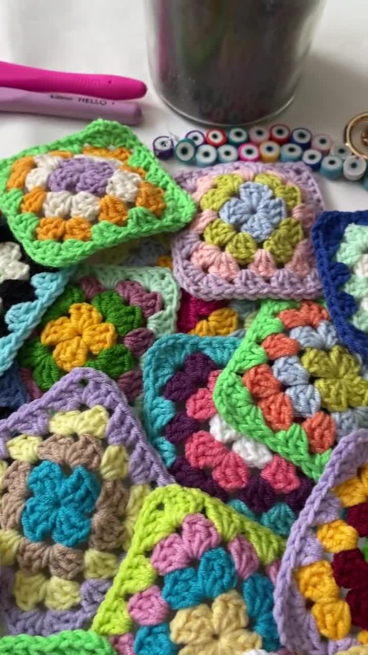 Handmade Crochet Granny Square Motif Ready to Shipping 