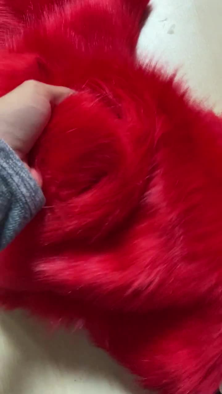 RED Luxury Faux Fur, First Class Extra Long Pile Faux Fur Fabric Square,  Craft Costume Vegan Animal Fur 