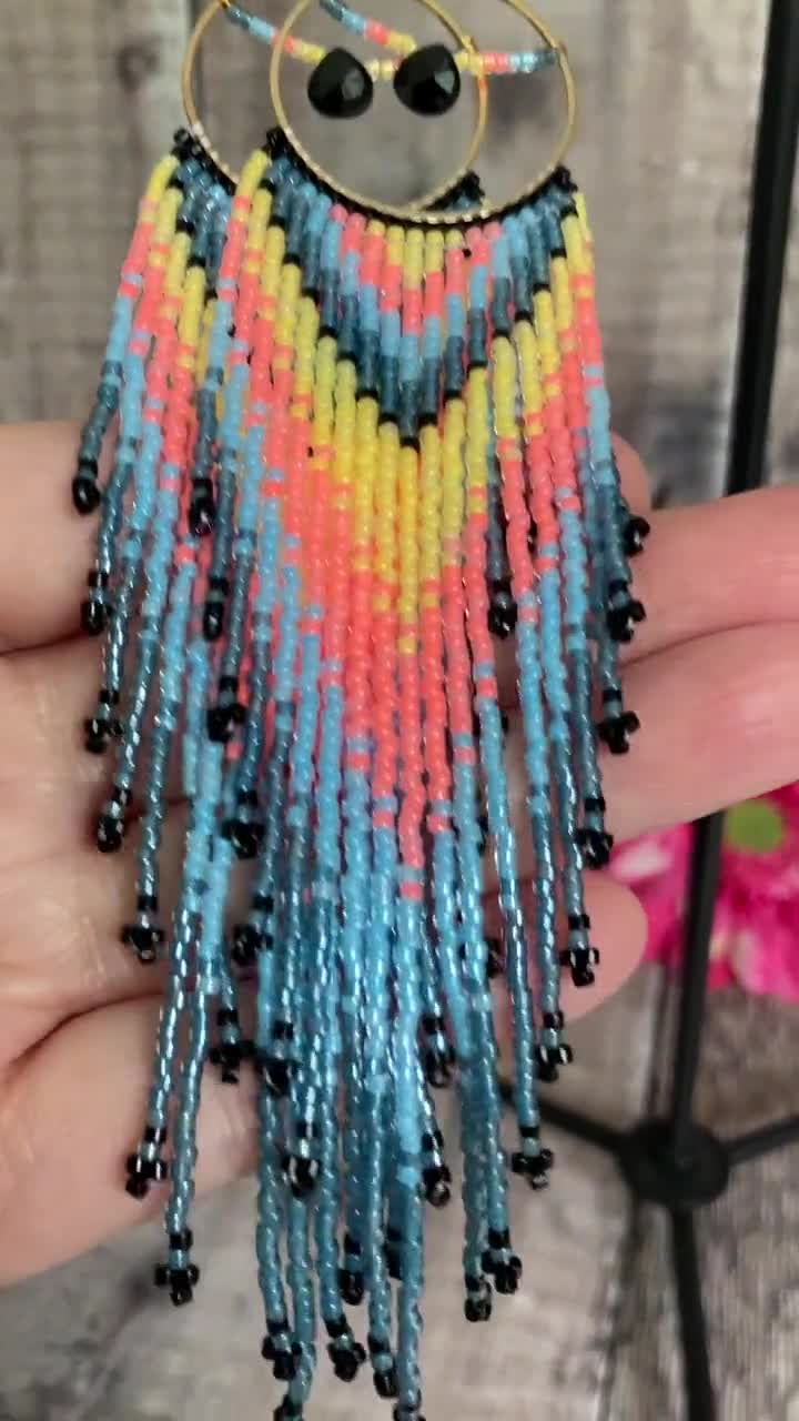 Neon deals fringe earrings