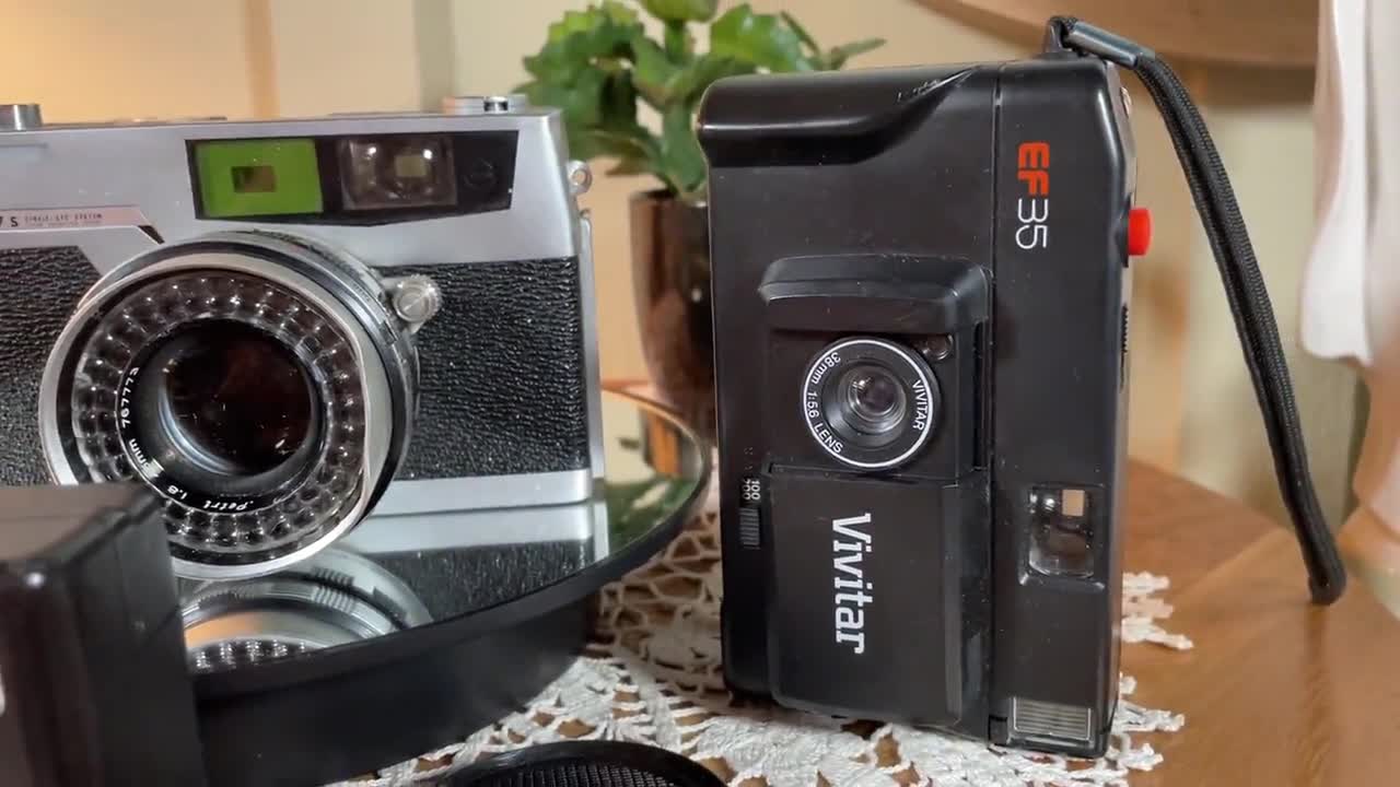 Set of 3 Vintage Film Cameras, Petri, Sakar, Vivitar, 60's, 70's