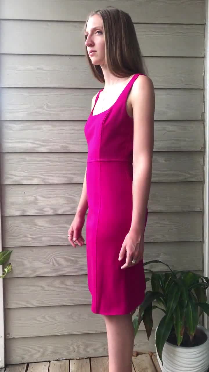 Women's YA LOS ANGELES Brand Hot Pink Chiffon Above the Knee Casual Formal  Bridesmaid Dress Size Large 