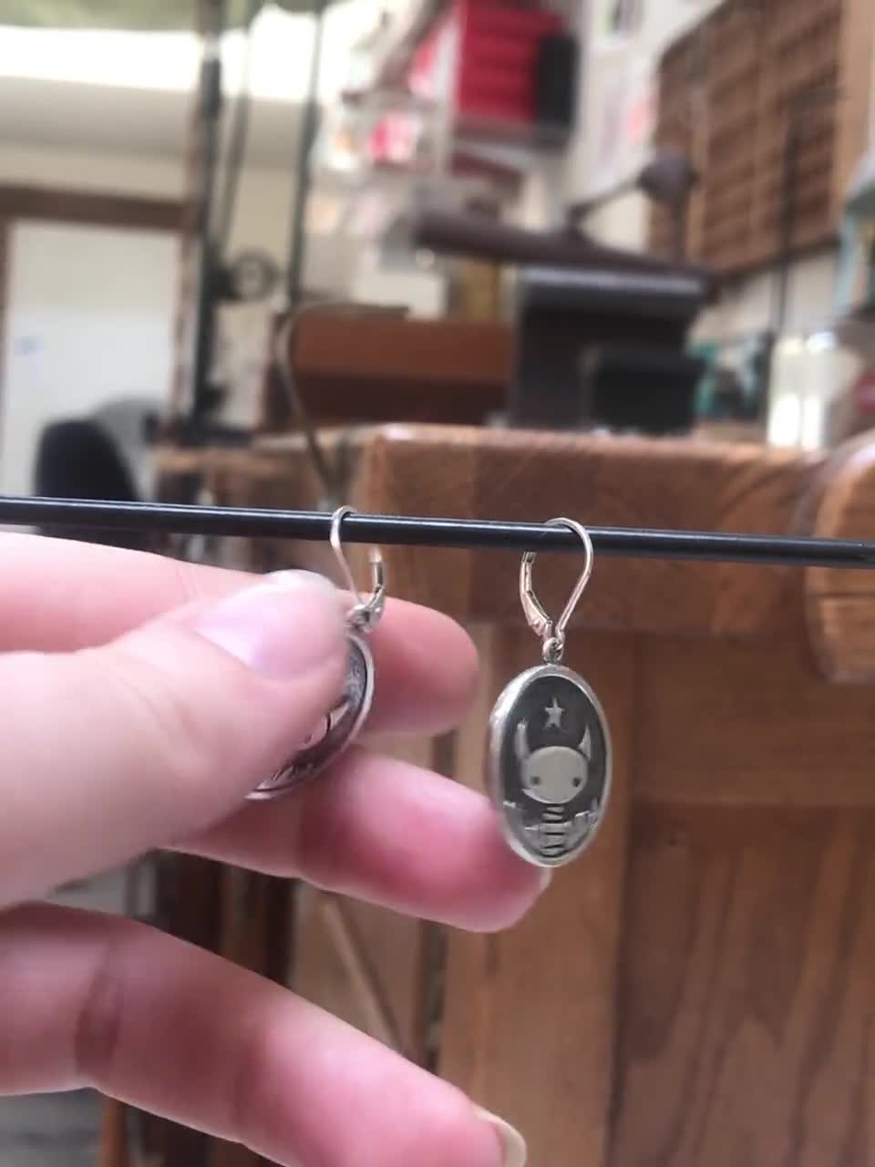 Sterling Silver Good Cat Bad Cat Dangle Earrings video poster