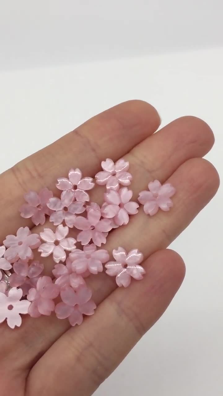 200 Pcs Cherry Blossom Acrylic Beads - Gradient Pink Flower Spacers For Jewelry