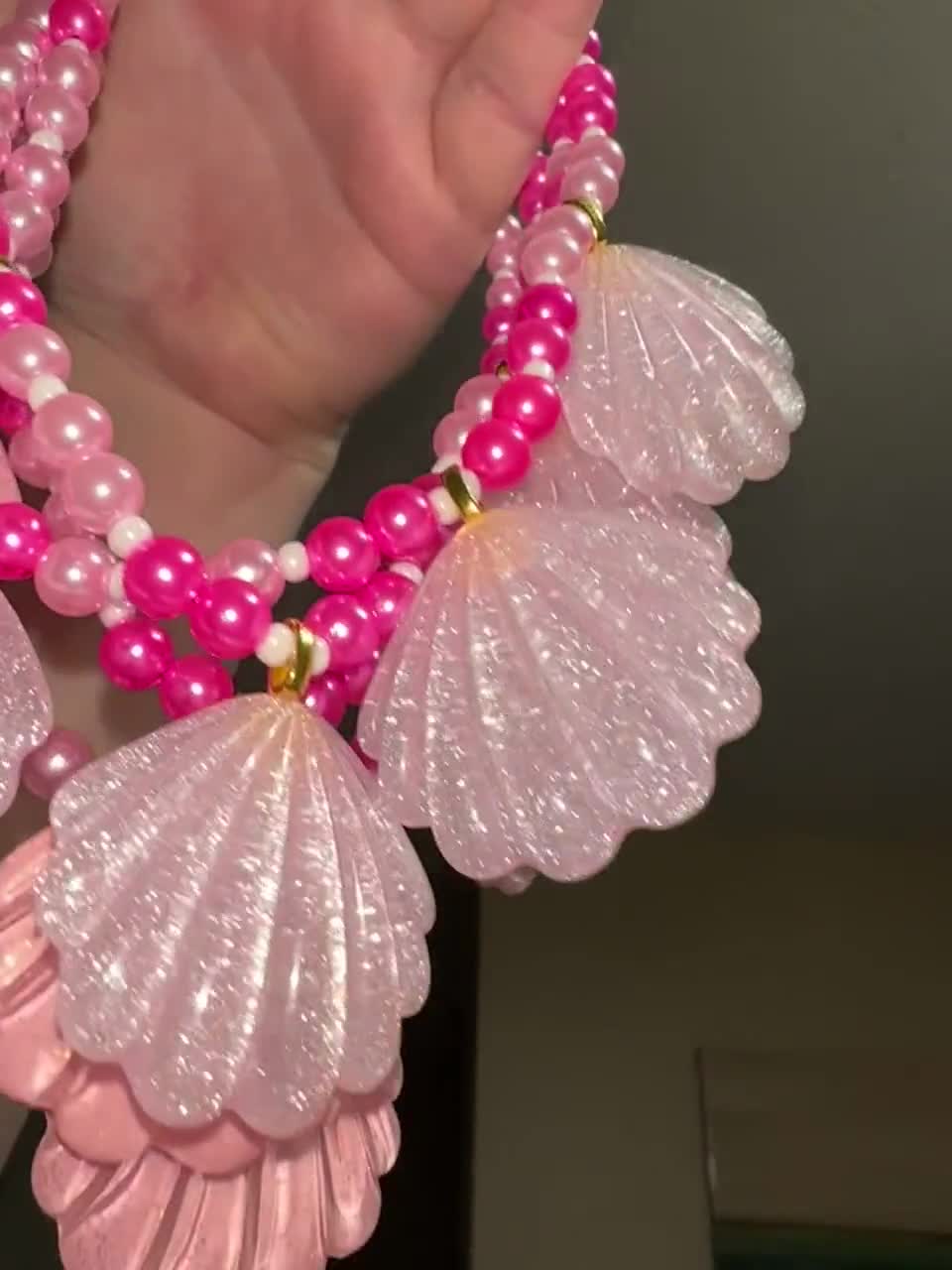 Pink on sale shell necklace