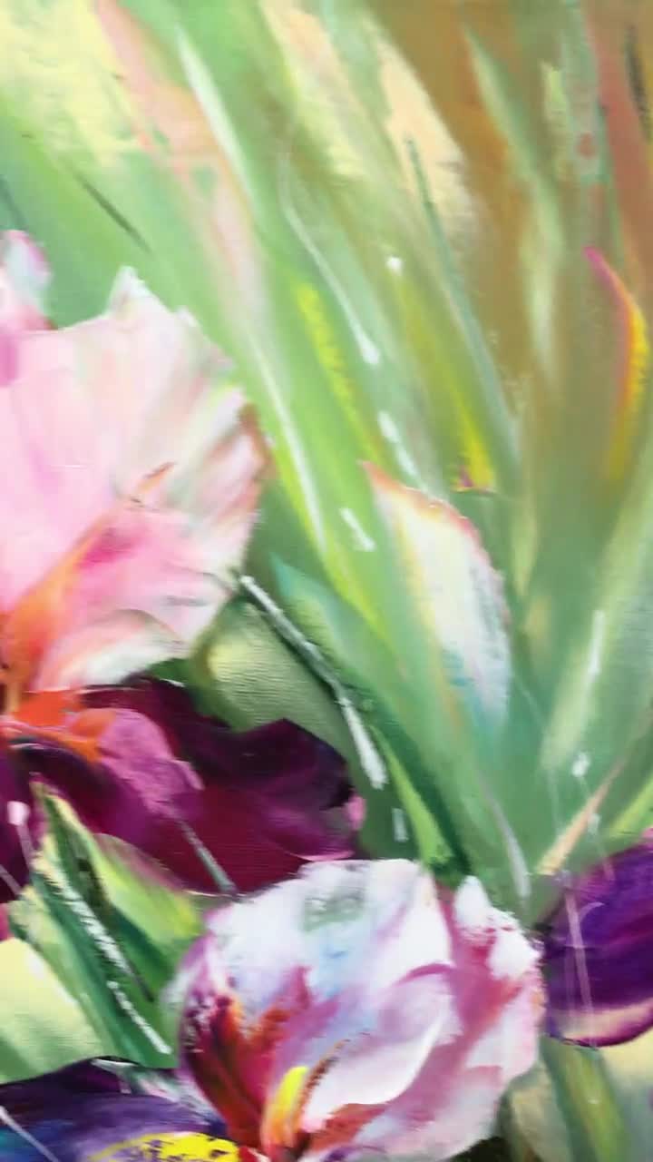 クロード・モネのキャンバスに描かれたアイリスの絵画、植物の花の油絵