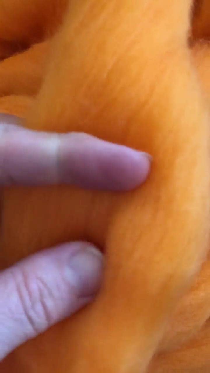 Clementine Orange Merino Wool Top Roving Fiber Spinning, Felting
