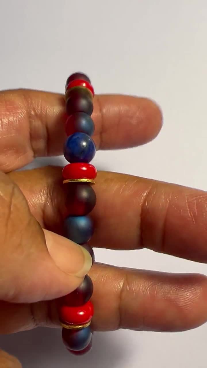 Red, Blue and Gold; Atlanta Braves Colors; Red and Blue Bracelet