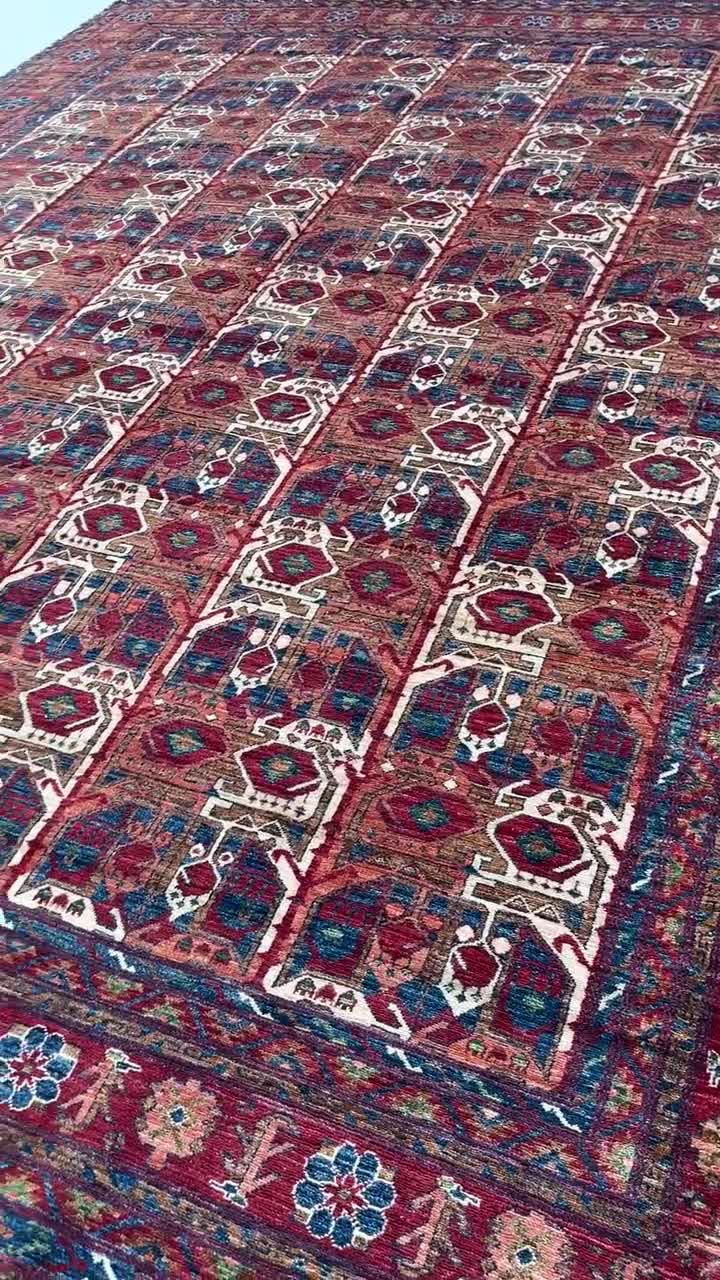 10x13 (312 X 421) Handmade Afghan Rug | Maroon Brick Red Burnt