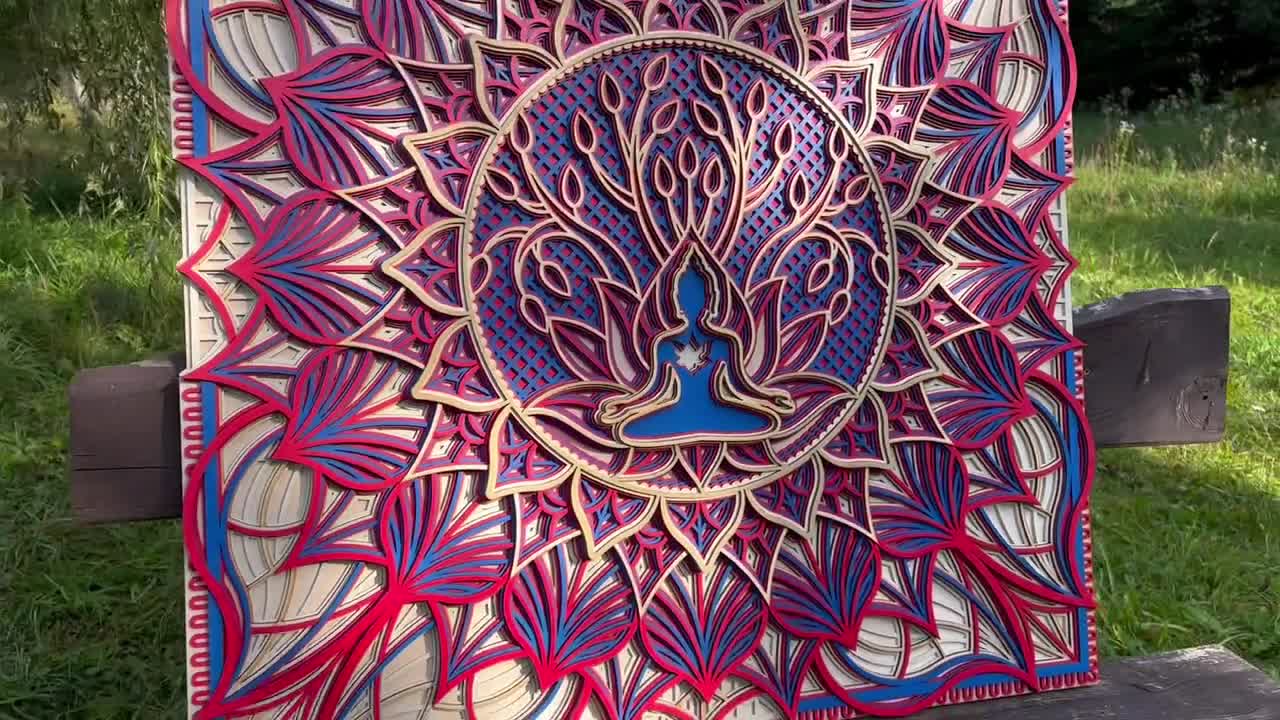 Mandala décoratif arbre de vie et bouddha - Décoration murale bois