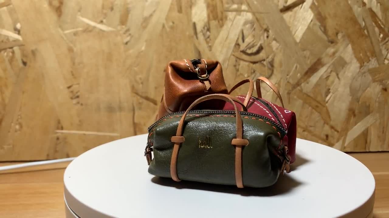 Handmade Leather Miniature Boston Bag /mini Boston Bag